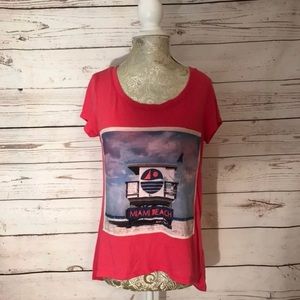 Miami Beach Pink Short Sleeve Top